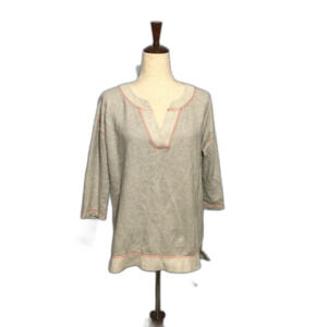 Liz Claiborne V-Neck 3/4 Sleeve Striped Top Medium